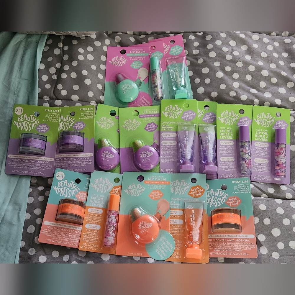 Impressions Lip Balm & Gloss Set - Purple, Orange, Teal